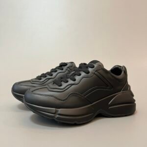 Aurora Custom Gucci Rhyton Matte Black Leather Chunky Sneaker (Unisex Edition)