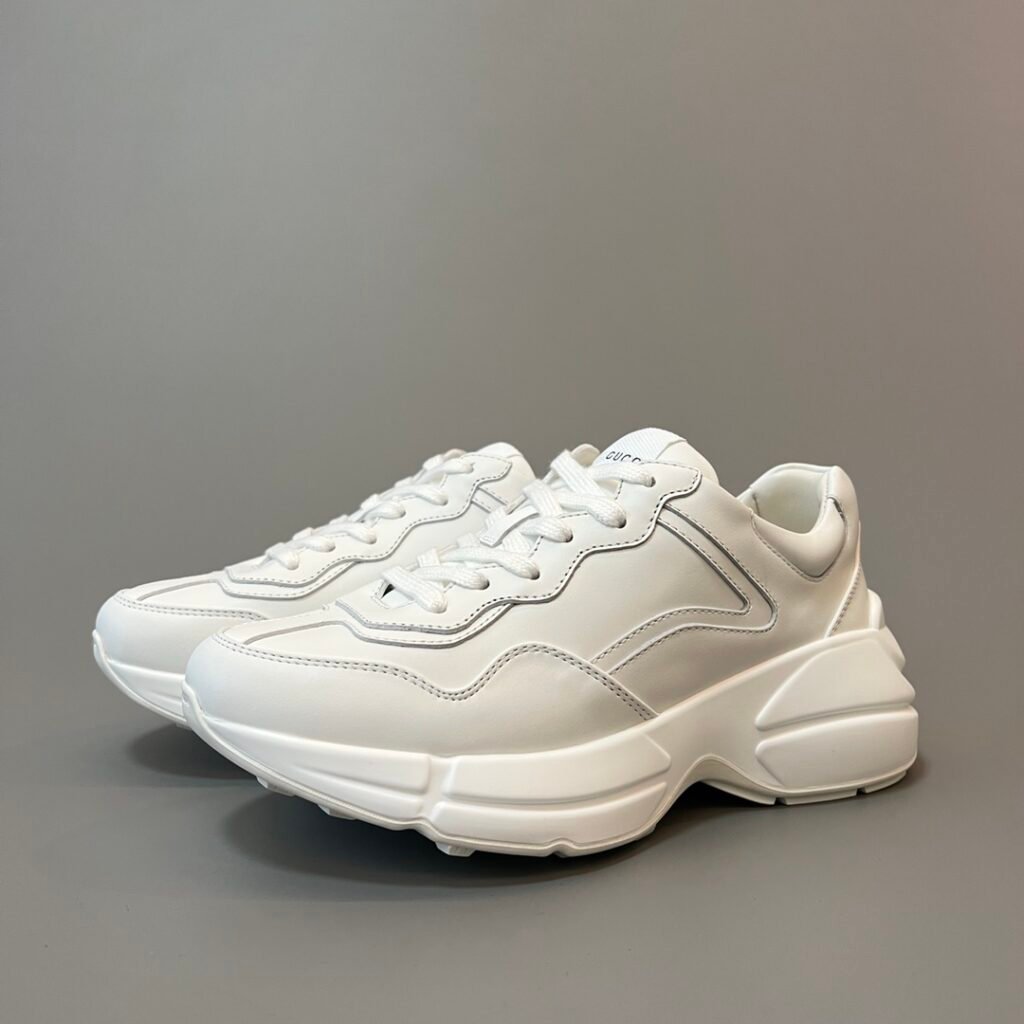 Aurora Custom Gucci Rhyton All-White Leather Retro Sneaker (Unisex Edition)