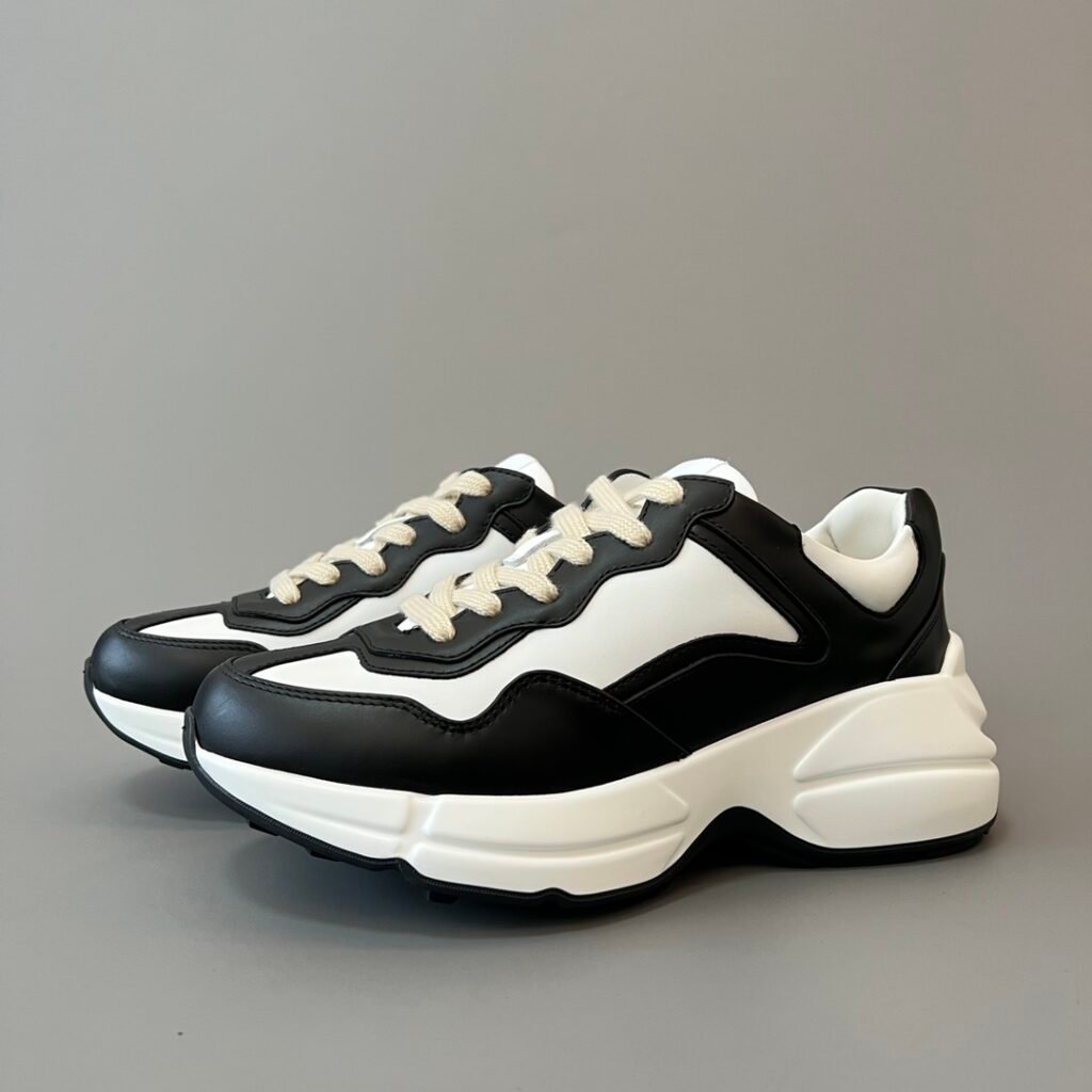 Aurora Custom Gucci Rhyton Black & White Leather Retro Sneaker (Unisex Edition)