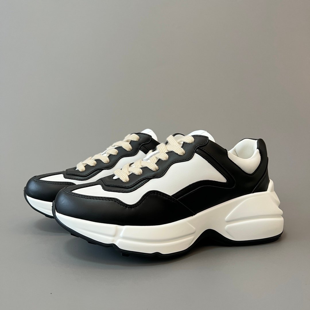 Aurora Custom Gucci Rhyton Black & White Leather Retro Sneaker (Unisex Edition)