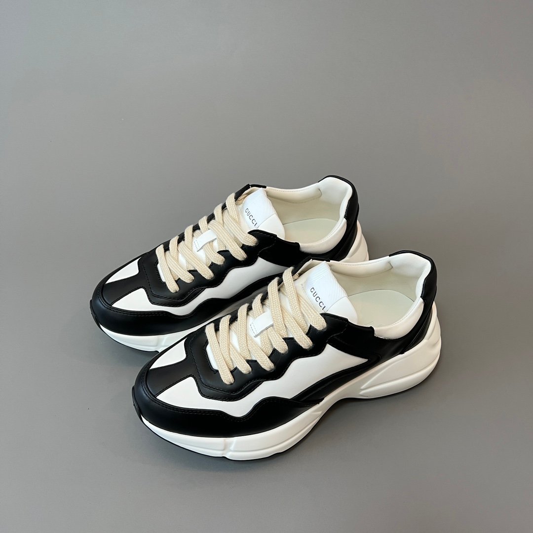 Aurora Custom Gucci Rhyton Black & White Leather Retro Sneaker (Unisex Edition) - Image 8