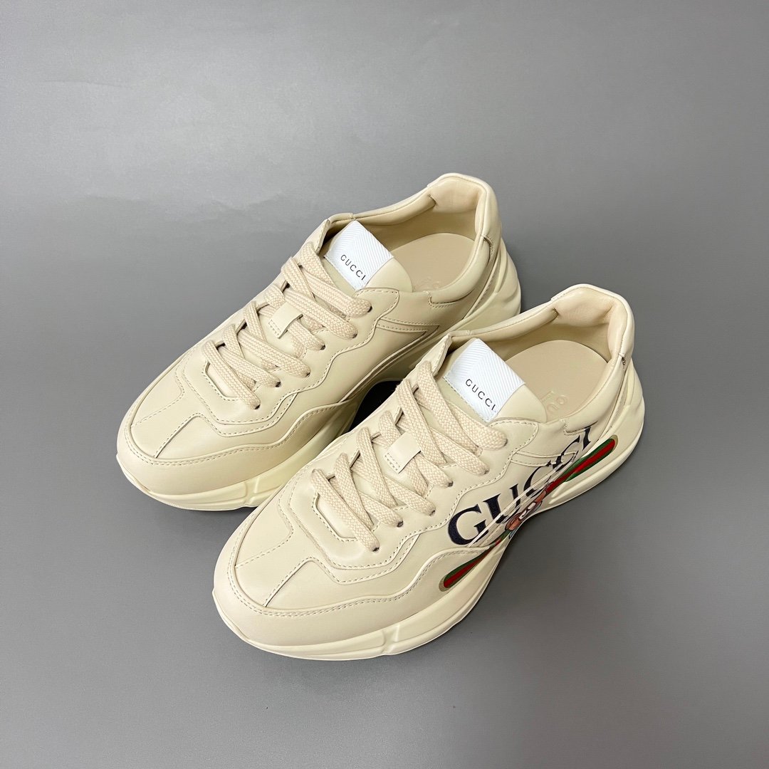 Aurora Custom Gucci Rhyton Ivory Leather Retro Sneaker with Teddy Bear Print (Unisex Edition) - Image 8