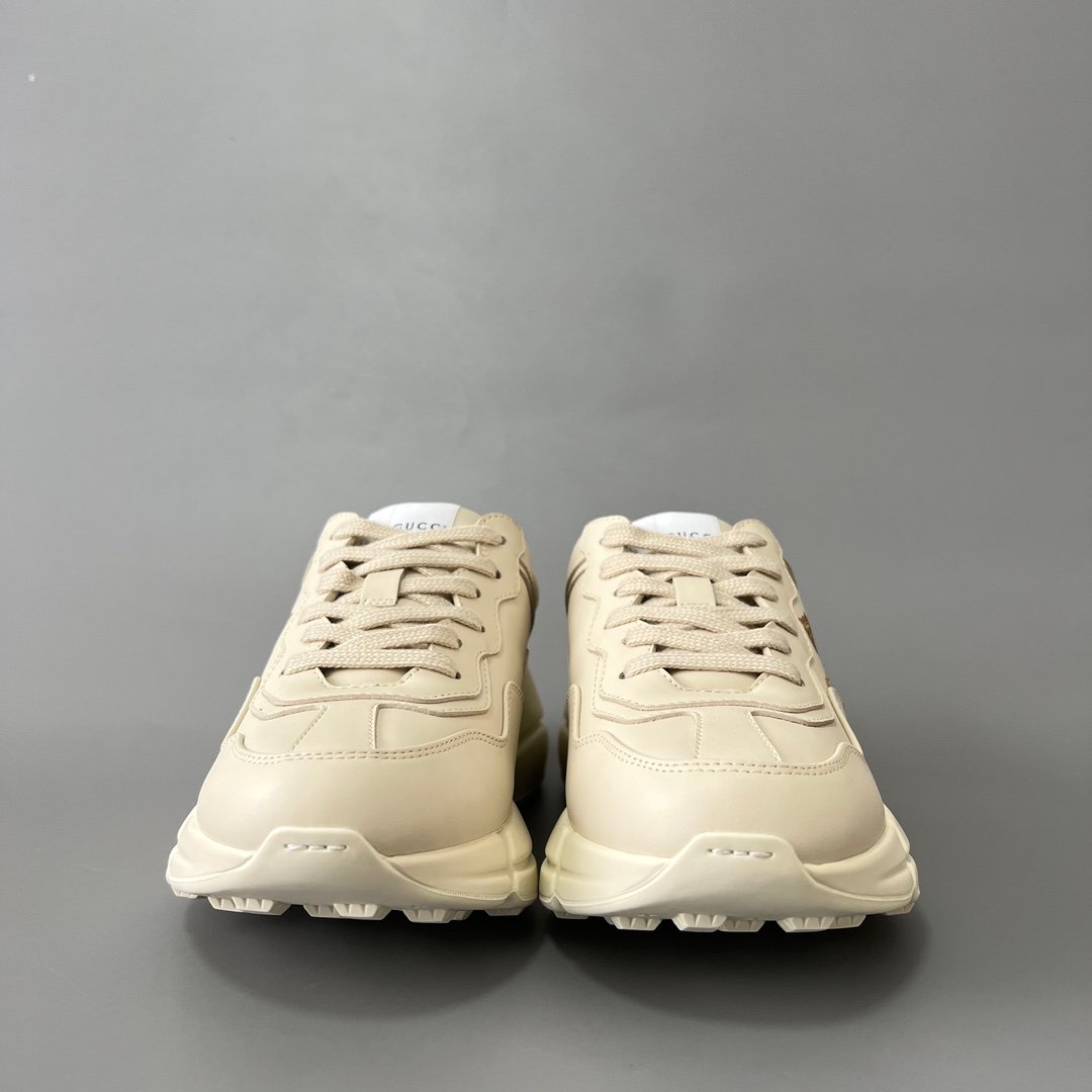 Aurora Custom Gucci Rhyton Ivory Leather Retro Sneaker with Gucci Tiger Print (Unisex Edition) - Image 2