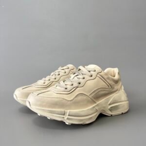 Aurora Custom Gucci Rhyton Distressed Ivory Leather Retro Sneaker (Unisex Edition)