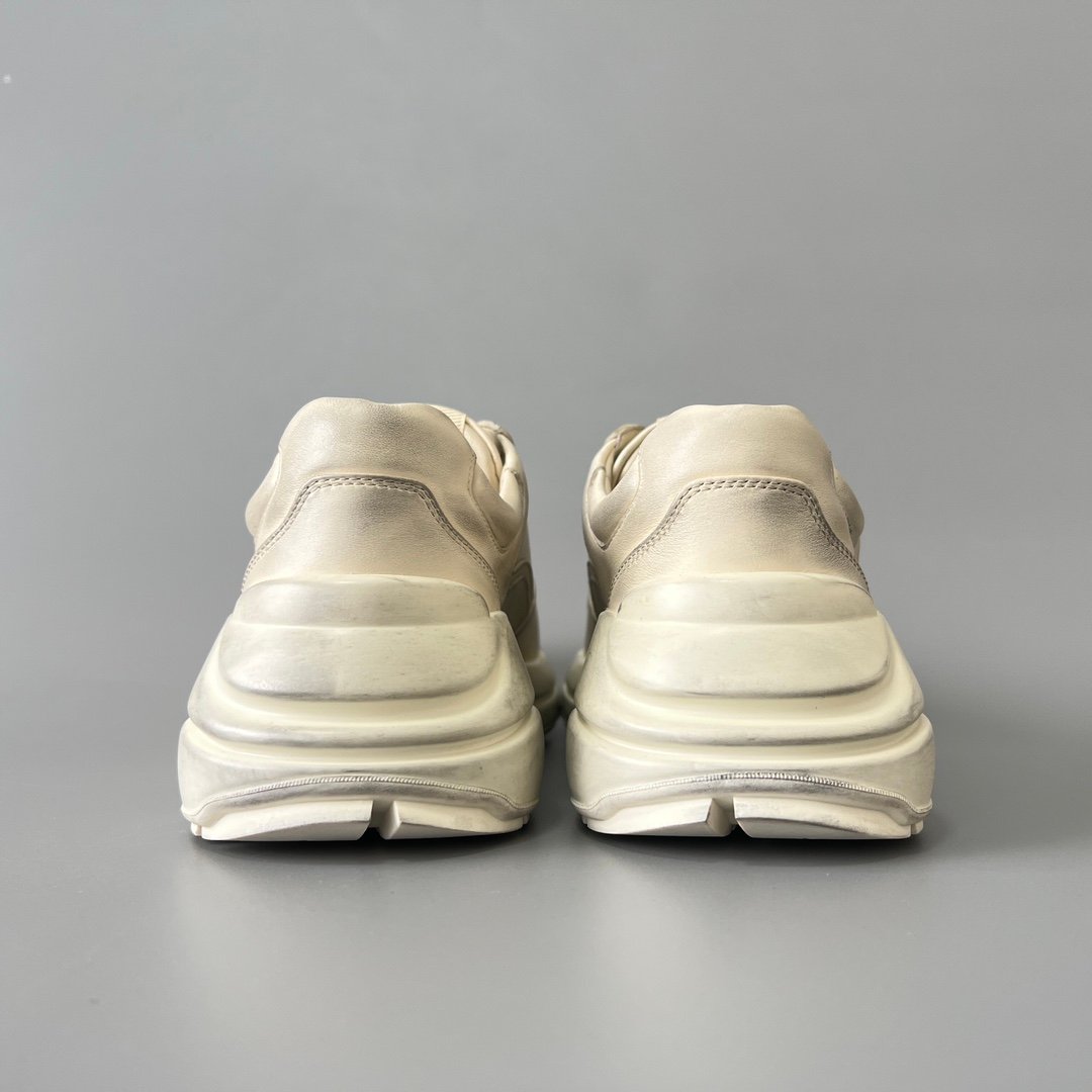 Aurora Custom Gucci Rhyton Distressed Ivory Leather Retro Sneaker (Unisex Edition) - Image 5