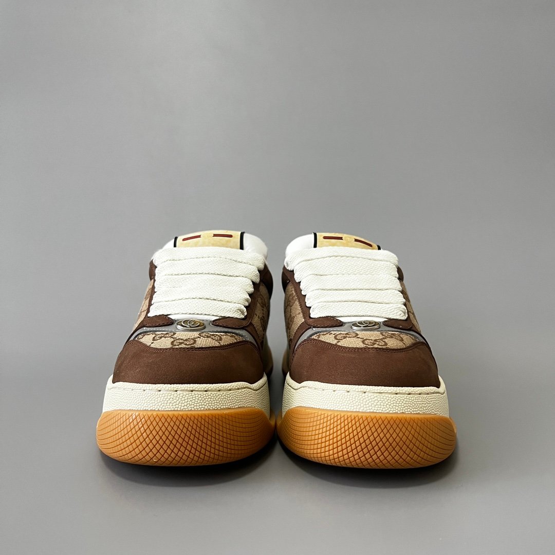 Aurora Custom Gucci Screener "Chunky Platform" GG Supreme Canvas & Brown Suede Sneaker (Men's Edition) - Image 2