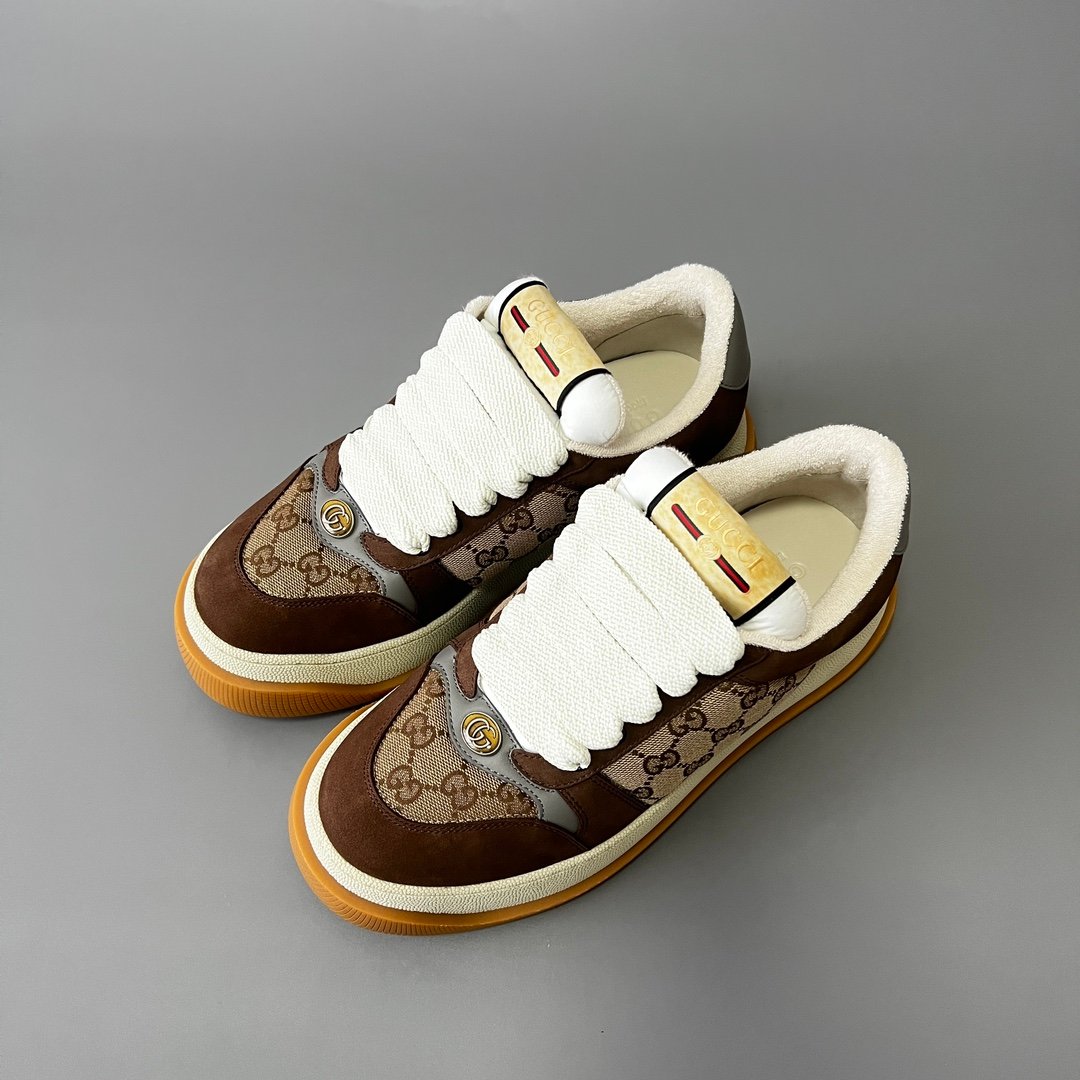 Aurora Custom Gucci Screener "Chunky Platform" GG Supreme Canvas & Brown Suede Sneaker (Men's Edition) - Image 8