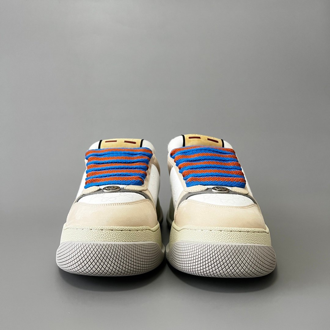 Aurora Custom Gucci Screener "Chunky Platform" White GG Canvas & Beige Suede Sneaker (Men's Edition) - Image 2