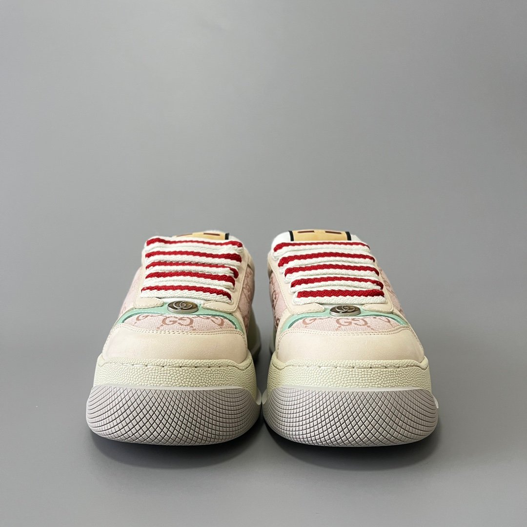 Aurora Custom Gucci Screener "Chunky Platform" Pink GG Canvas & Mint Green Sneaker (Women's Edition) - Image 2