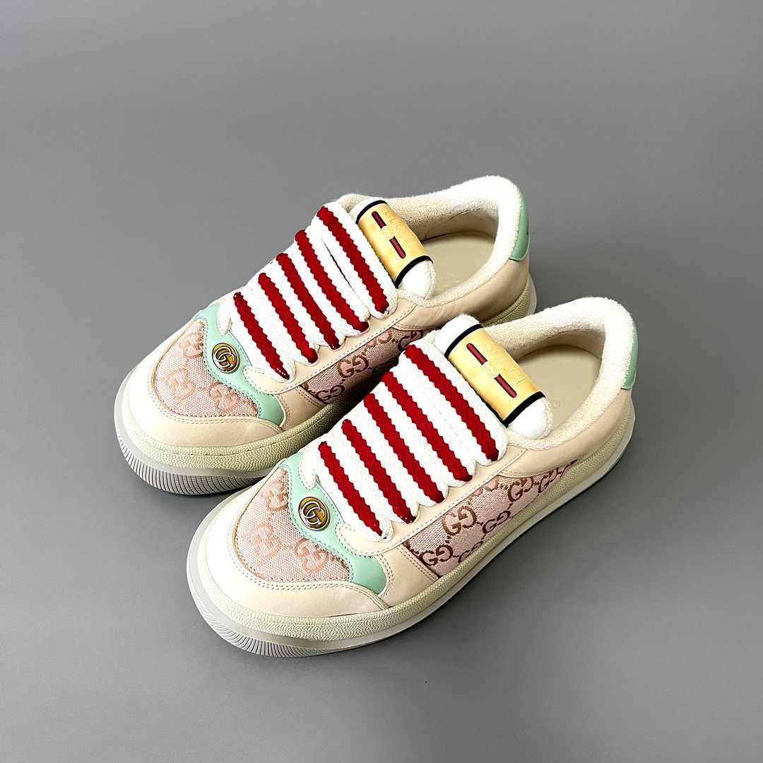 Aurora Custom Gucci Screener "Chunky Platform" Pink GG Canvas & Mint Green Sneaker (Women's Edition) - Image 8