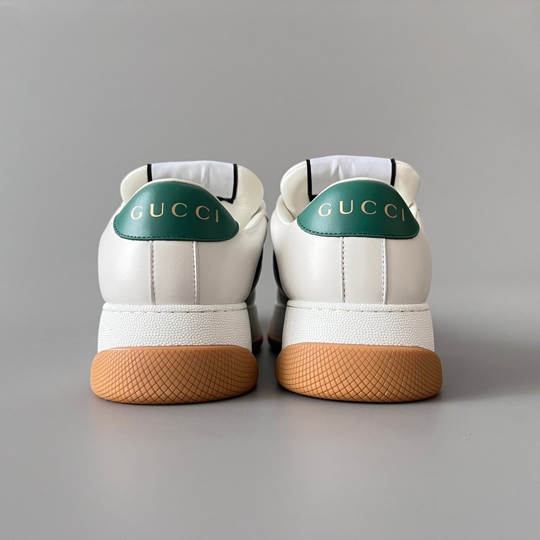 Aurora Custom Gucci Screener "Chunky Platform" Ivory Leather Sneaker with Web Stripe (Unisex Edition) - Image 5