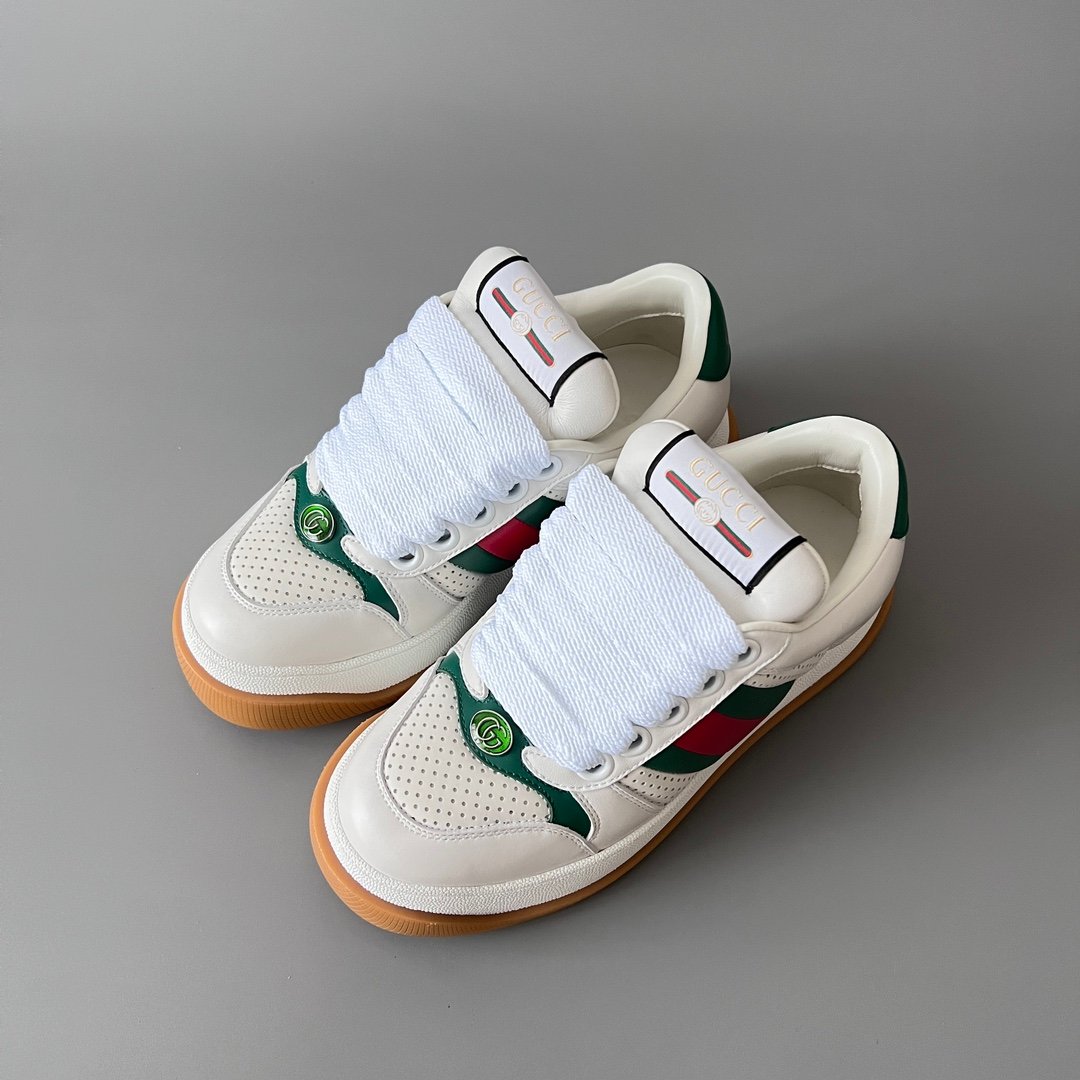 Aurora Custom Gucci Screener "Chunky Platform" Ivory Leather Sneaker with Web Stripe (Unisex Edition) - Image 8