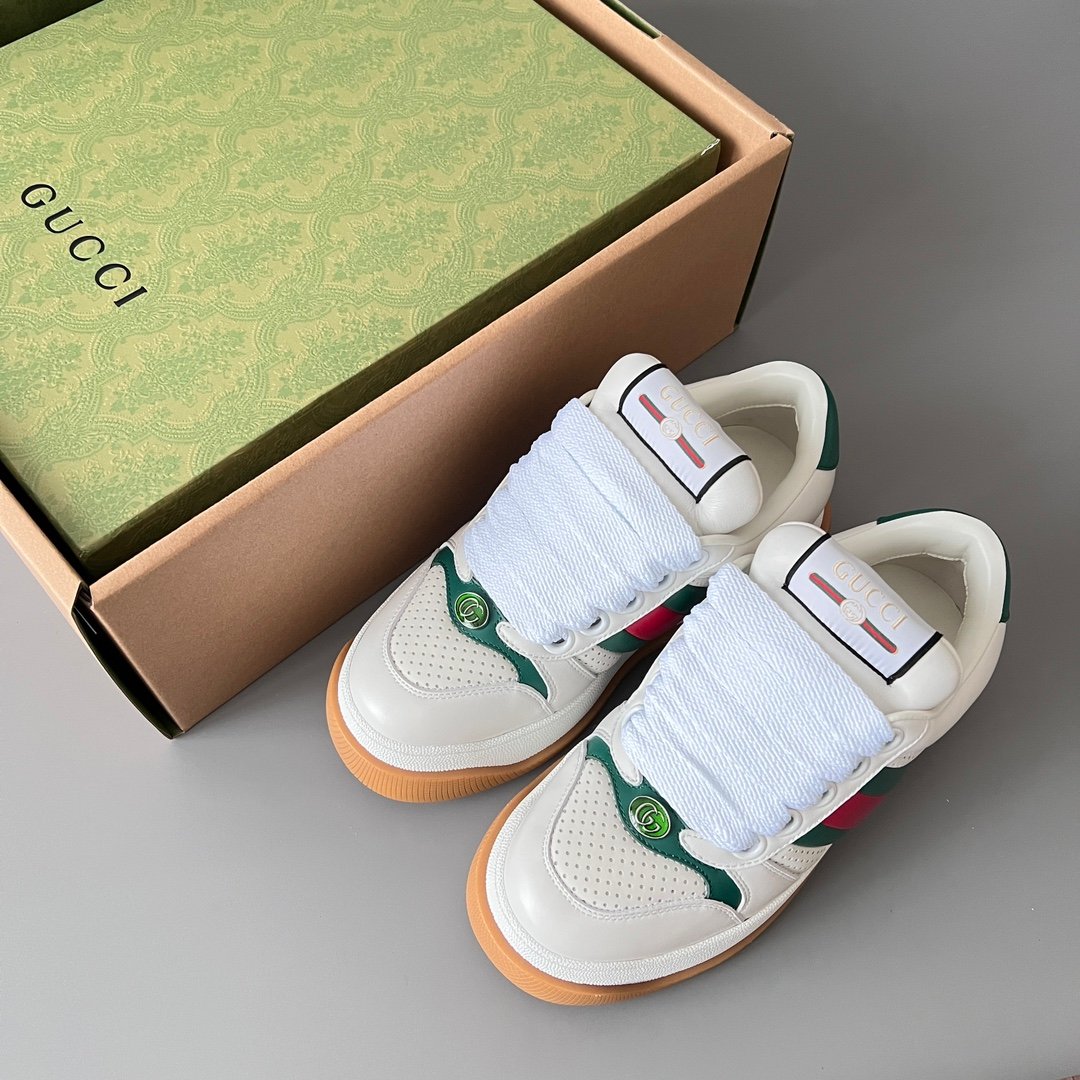 Aurora Custom Gucci Screener "Chunky Platform" Ivory Leather Sneaker with Web Stripe (Unisex Edition) - Image 9