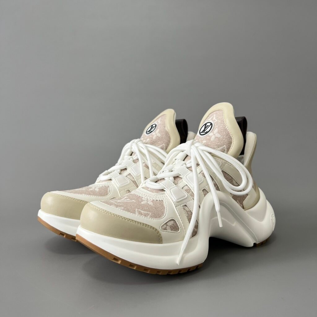 AuroraCustom LV Archlight Series Light Beige Monogram Denim Luxury Wavy Platform Sneaker (Women's Exclusive)