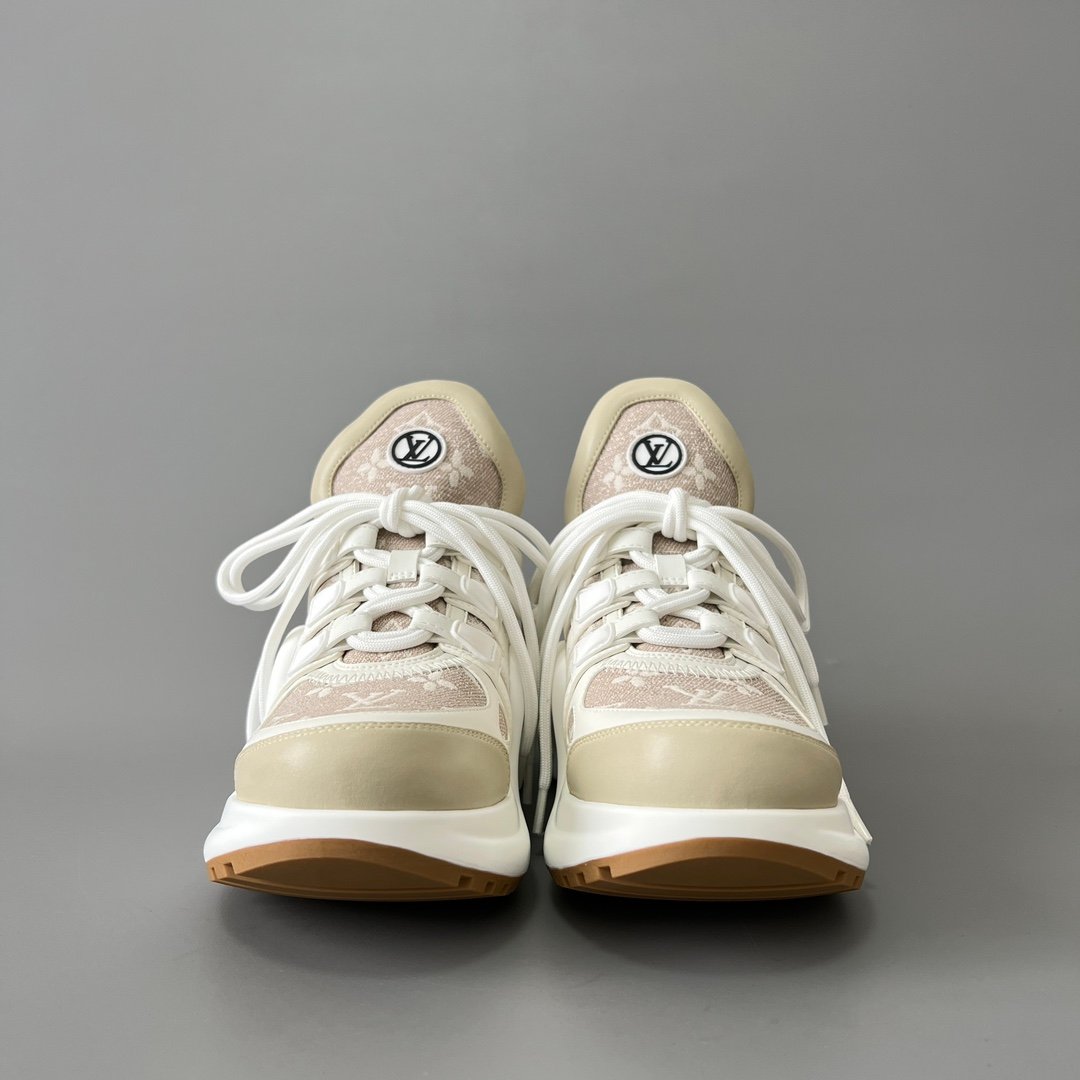 AuroraCustom LV Archlight Series Light Beige Monogram Denim Luxury Wavy Platform Sneaker (Women's Exclusive) - Image 2
