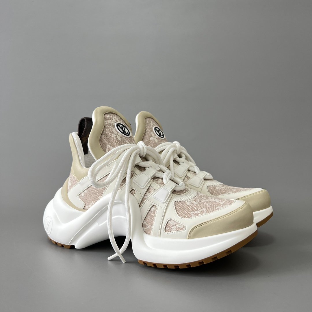 AuroraCustom LV Archlight Series Light Beige Monogram Denim Luxury Wavy Platform Sneaker (Women's Exclusive) - Image 3