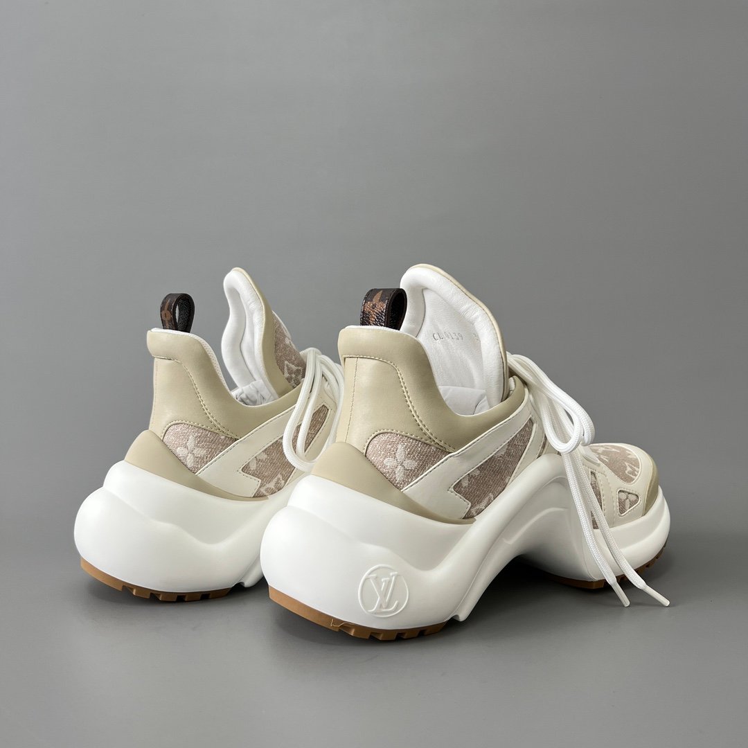 AuroraCustom LV Archlight Series Light Beige Monogram Denim Luxury Wavy Platform Sneaker (Women's Exclusive) - Image 4