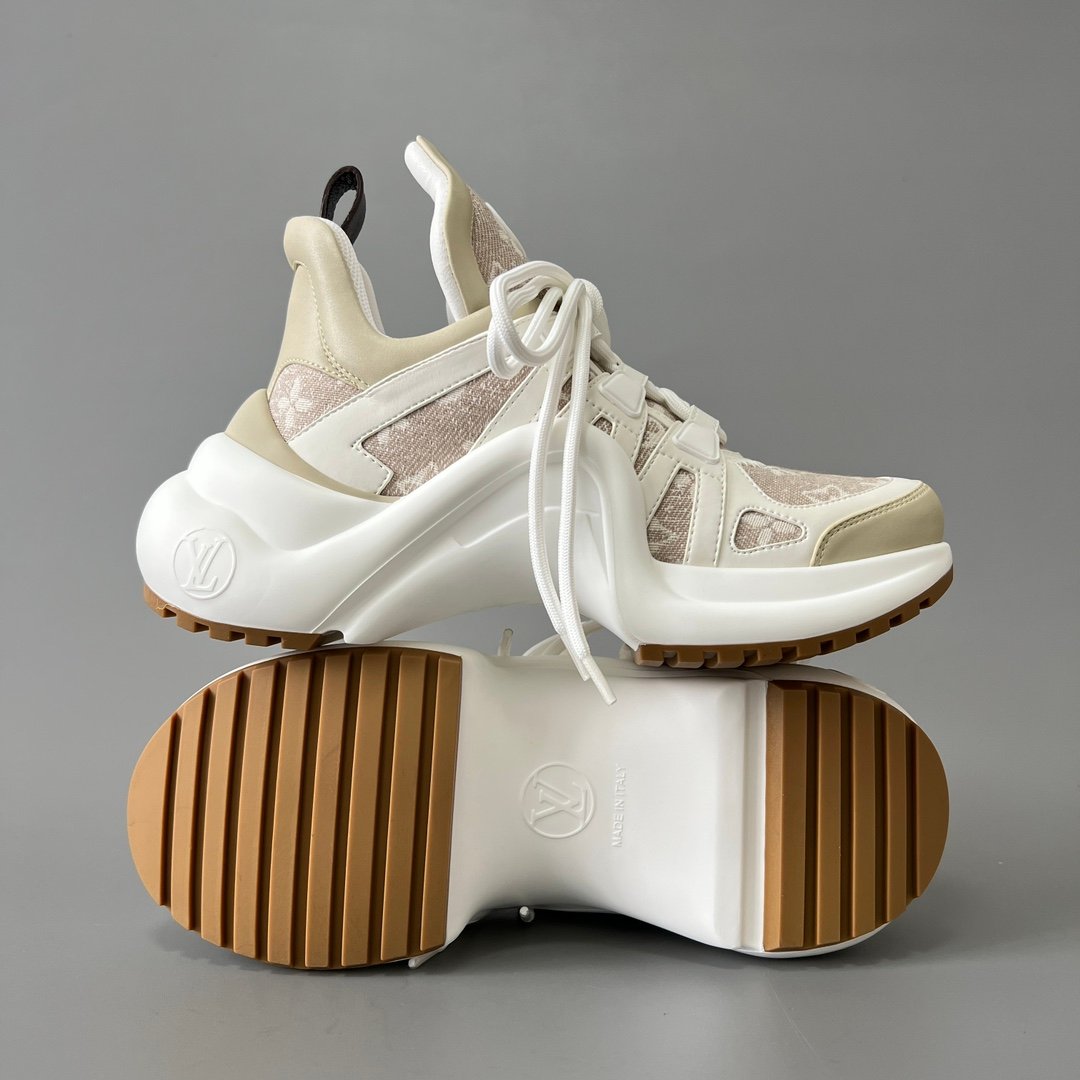 AuroraCustom LV Archlight Series Light Beige Monogram Denim Luxury Wavy Platform Sneaker (Women's Exclusive) - Image 6