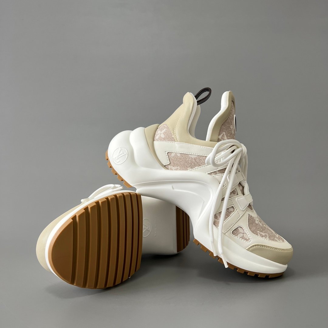 AuroraCustom LV Archlight Series Light Beige Monogram Denim Luxury Wavy Platform Sneaker (Women's Exclusive) - Image 7