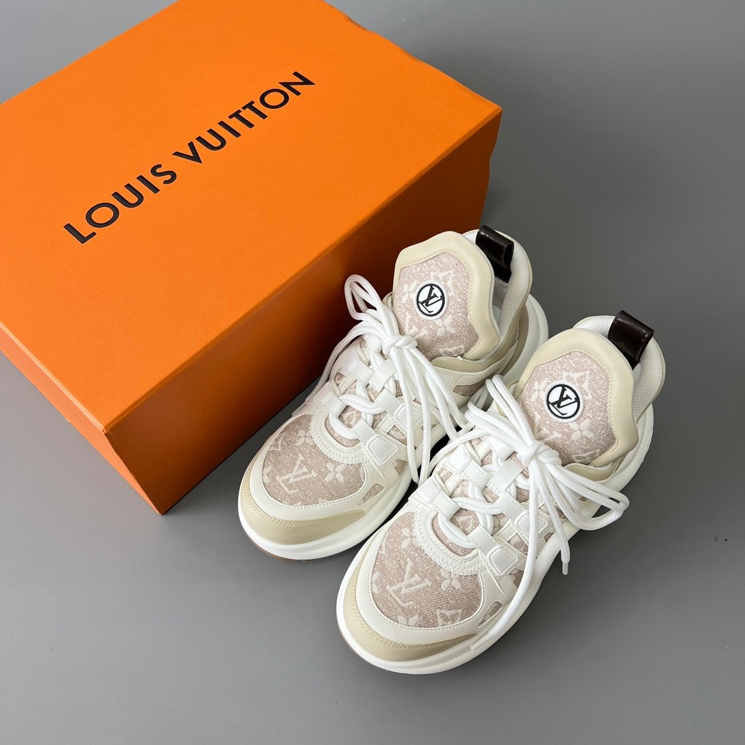 AuroraCustom LV Archlight Series Light Beige Monogram Denim Luxury Wavy Platform Sneaker (Women's Exclusive) - Image 9