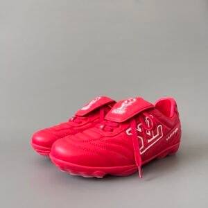 AuroraCustom LV Footprint Soccer Series Fiery Crimson Red Premium Leather Fold-Over Tongue Avant-Garde Luxury Statement Sneaker (Unisex Edition)