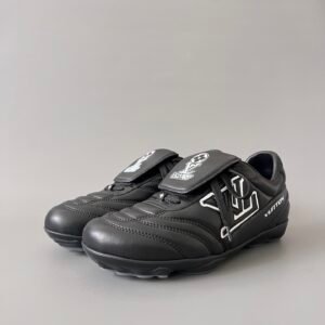 AuroraCustom LV Footprint Soccer Series Obsidian Core Black Premium Leather Fold-Over Tongue Avant-Garde Luxury Statement Sneaker (Unisex Edition)