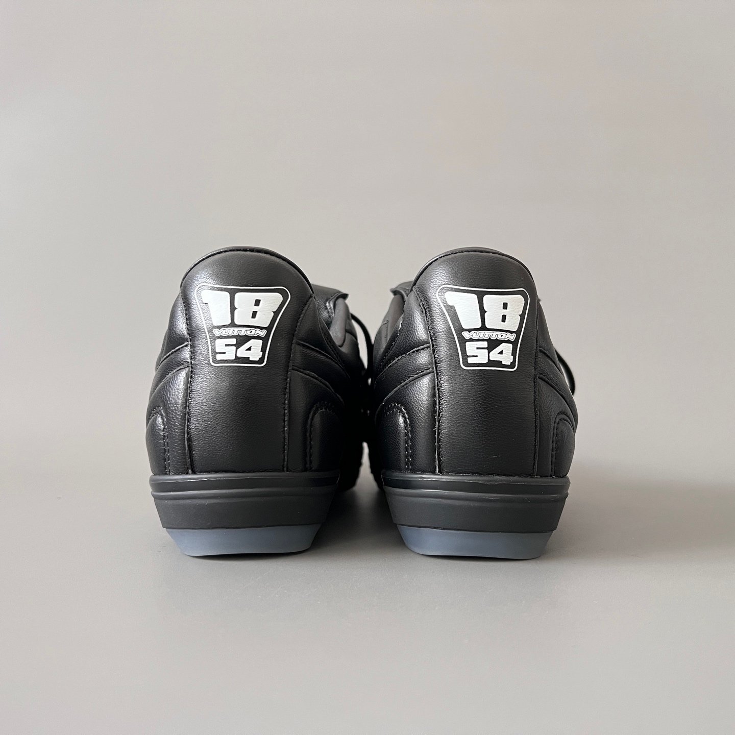 AuroraCustom LV Footprint Soccer Series Obsidian Core Black Premium Leather Fold-Over Tongue Avant-Garde Luxury Statement Sneaker (Unisex Edition) - Image 5