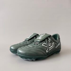 AuroraCustom LV Footprint Soccer Series Forest Pine Green Premium Leather Fold-Over Tongue Avant-Garde Luxury Statement Sneaker (Unisex Edition)