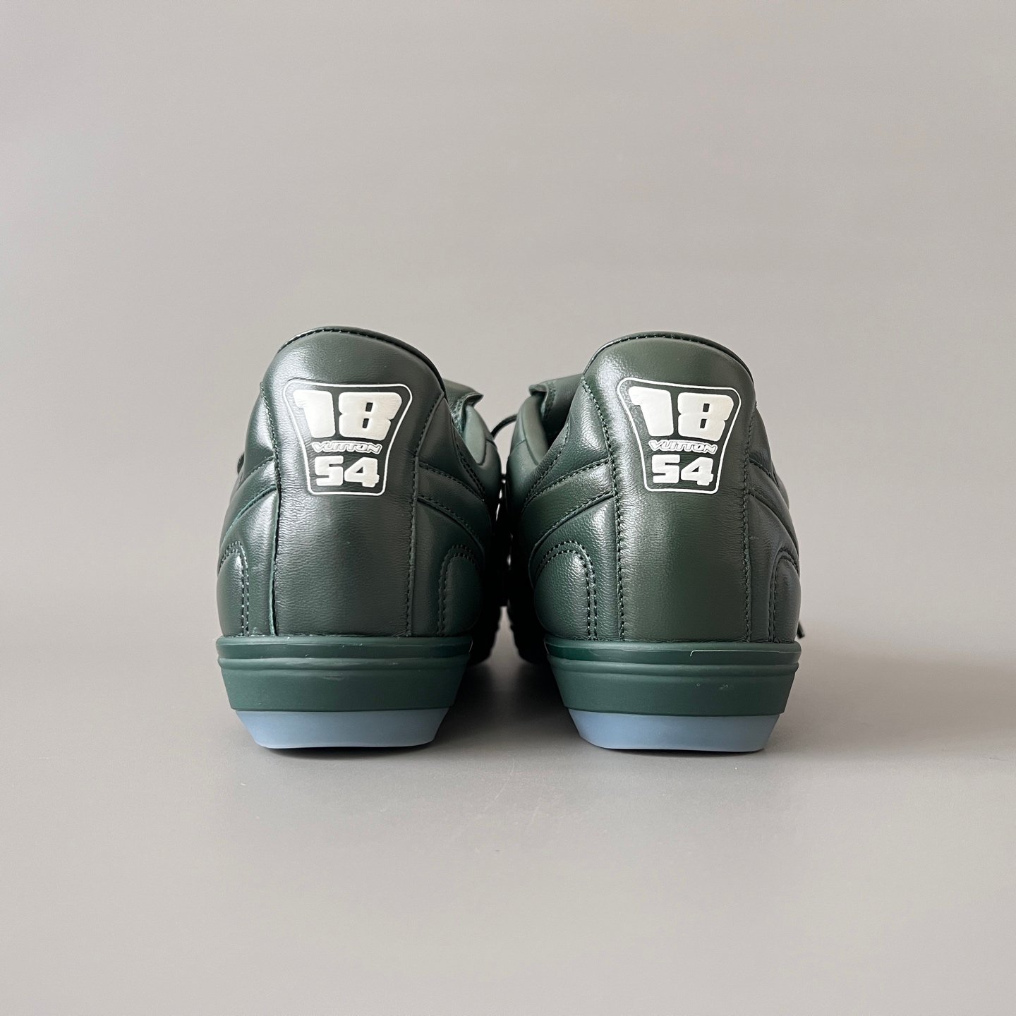 AuroraCustom LV Footprint Soccer Series Forest Pine Green Premium Leather Fold-Over Tongue Avant-Garde Luxury Statement Sneaker (Unisex Edition) - Image 5