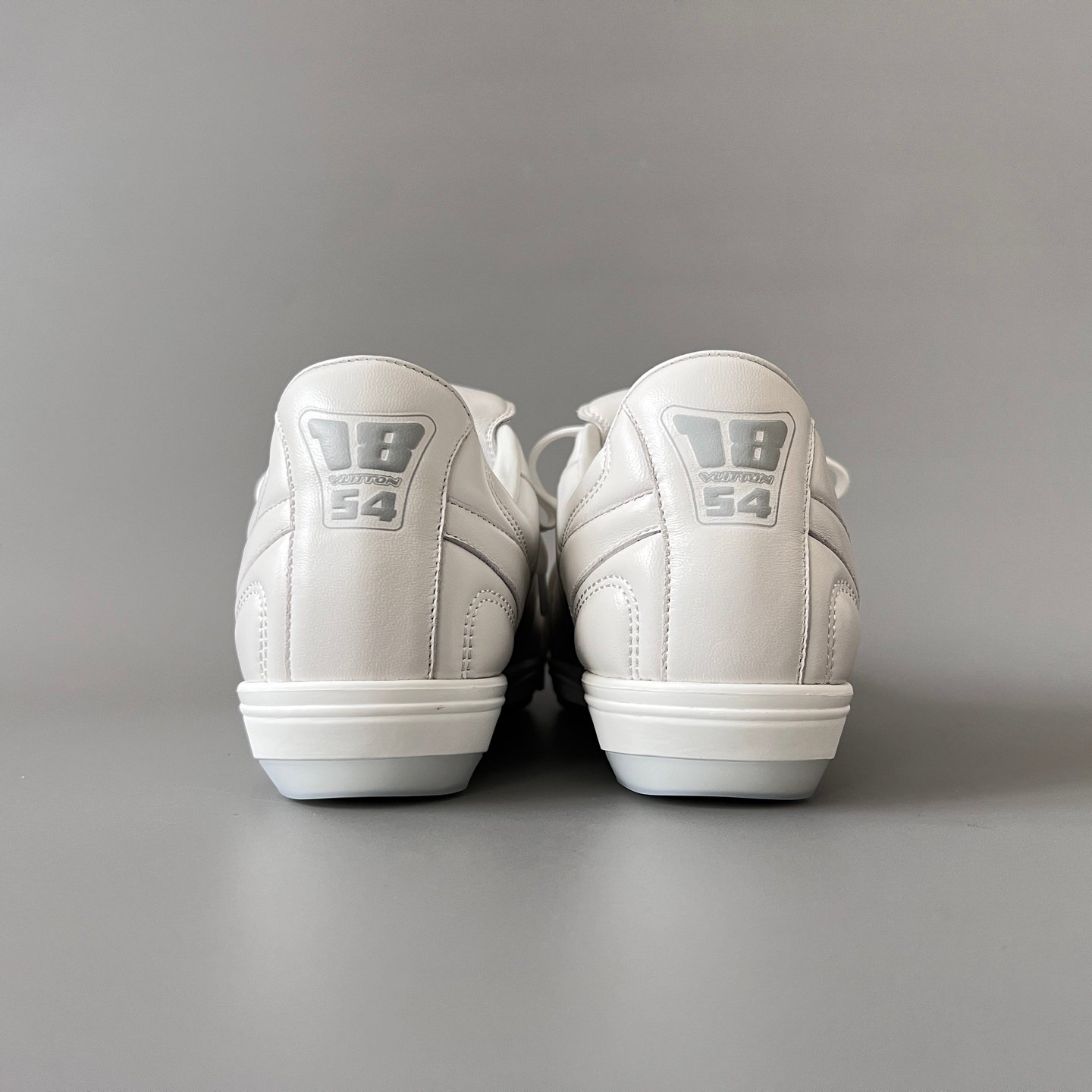 AuroraCustom LV Footprint Soccer Series Optic White Premium Leather Fold-Over Tongue Avant-Garde Luxury Statement Sneaker (Unisex Edition) - Image 5