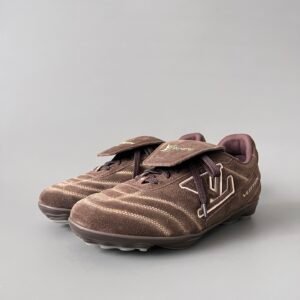 AuroraCustom LV Footprint Soccer Series Espresso Chocolate Suede Fold-Over Tongue Avant-Garde Luxury Statement Sneaker (Unisex Edition)