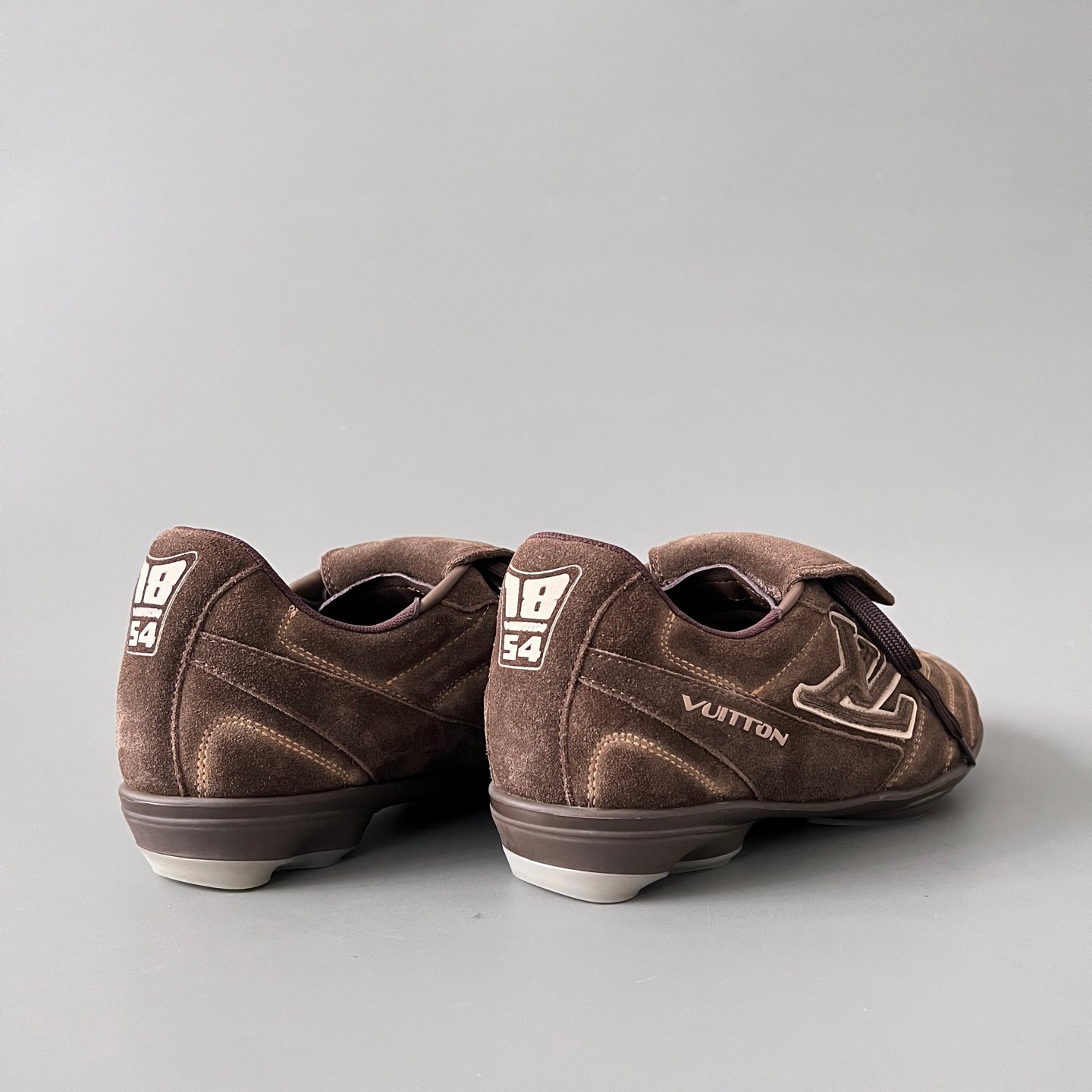 AuroraCustom LV Footprint Soccer Series Espresso Chocolate Suede Fold-Over Tongue Avant-Garde Luxury Statement Sneaker (Unisex Edition) - Image 4