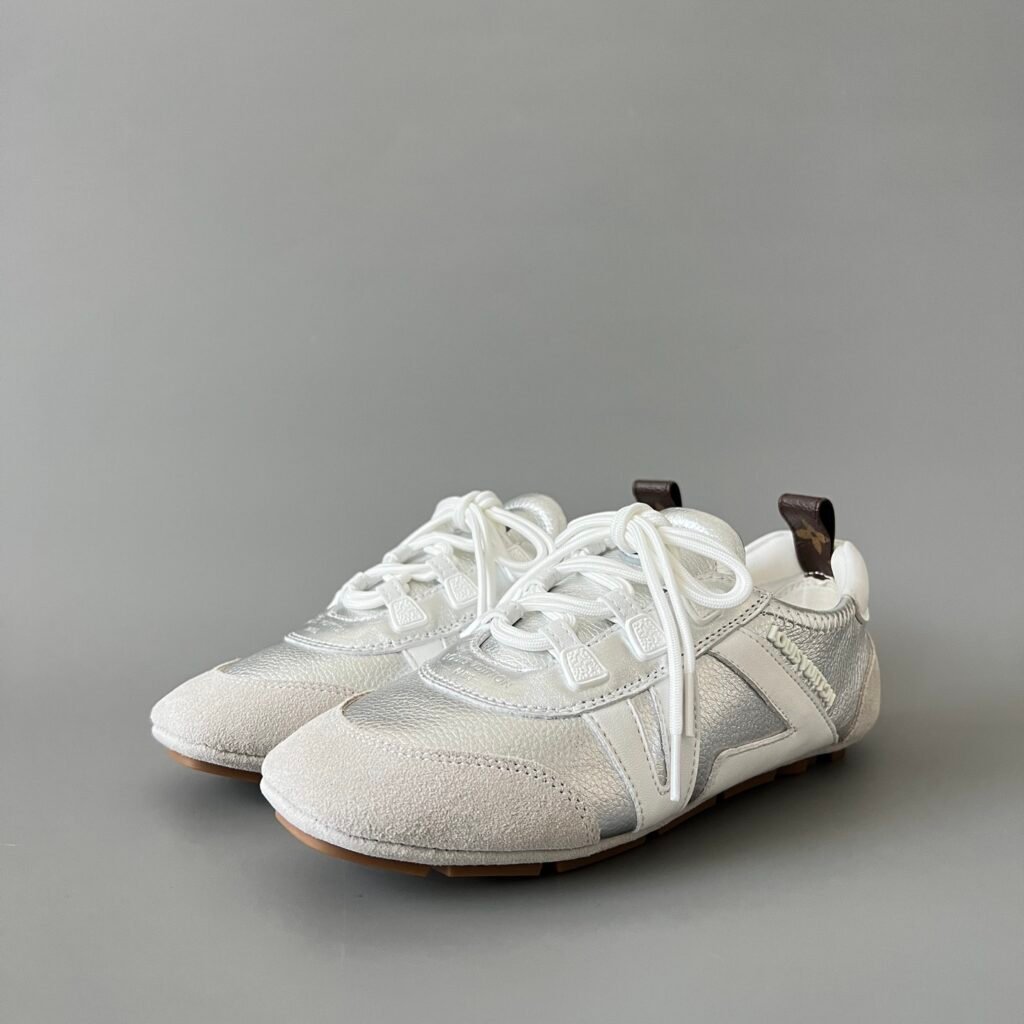 AuroraCustom LV Sneakerina GAT Series Classic Brown Monogram Canvas & Optic White Leather Luxury Retro German Army Trainer Runner (Women's Exclusive)