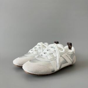 AuroraCustom LV Sneakerina GAT Series Classic Brown Monogram Canvas & Optic White Leather Luxury Retro German Army Trainer Runner (Women's Exclusive)