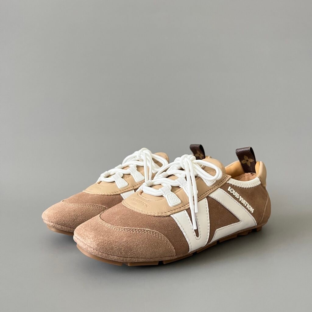 AuroraCustom LV Sneakerina GAT Series Caramel Toast & Sand Beige Suede Luxury Retro German Army Trainer Runner (Women's Exclusive)