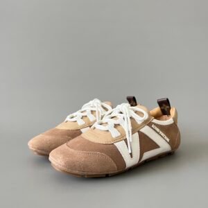 AuroraCustom LV Sneakerina GAT Series Caramel Toast & Sand Beige Suede Luxury Retro German Army Trainer Runner (Women's Exclusive)