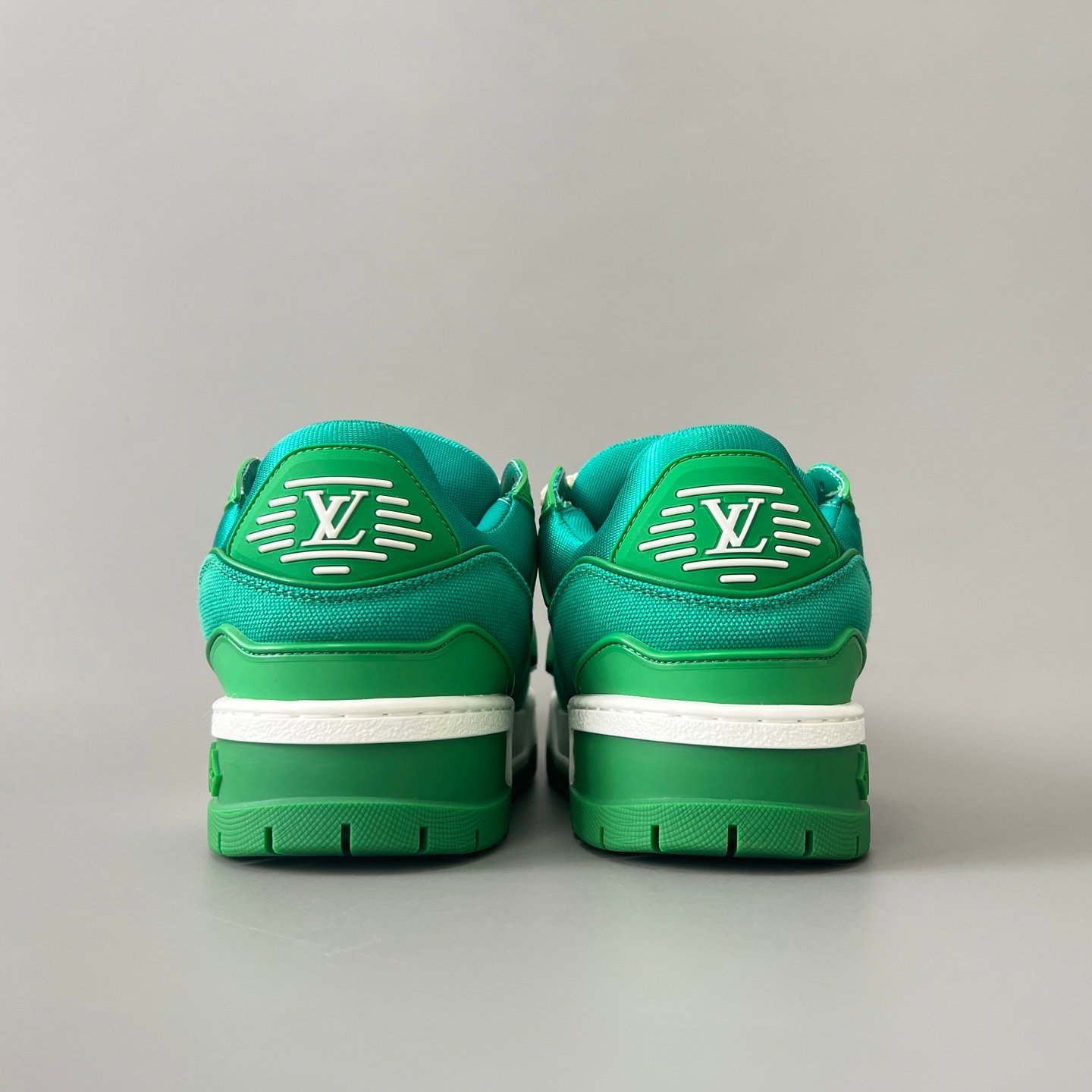 AuroraCustom LV Trainer Maxi Series Emerald Green Canvas Oversized Chunky Luxury Statement Sneaker (Unisex Edition) - Image 5