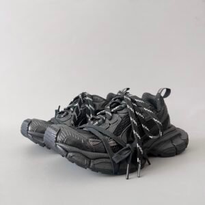 AuroraCustom Balenciaga 3XL Series Core Black Soul Vintage Distressed Avant-Garde Luxury Multi-Lace Running Trainer (Unisex Edition)