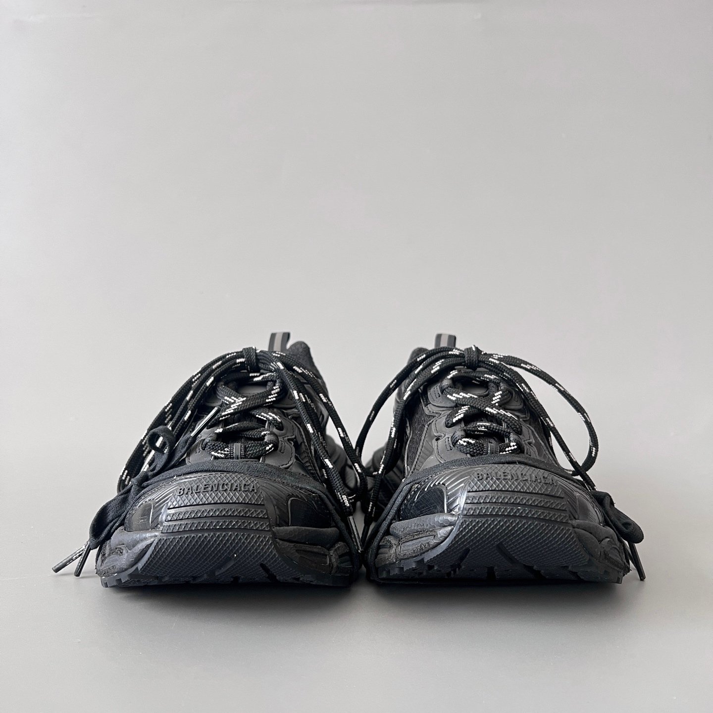 AuroraCustom Balenciaga 3XL Series Core Black Soul Vintage Distressed Avant-Garde Luxury Multi-Lace Running Trainer (Unisex Edition) - Image 2