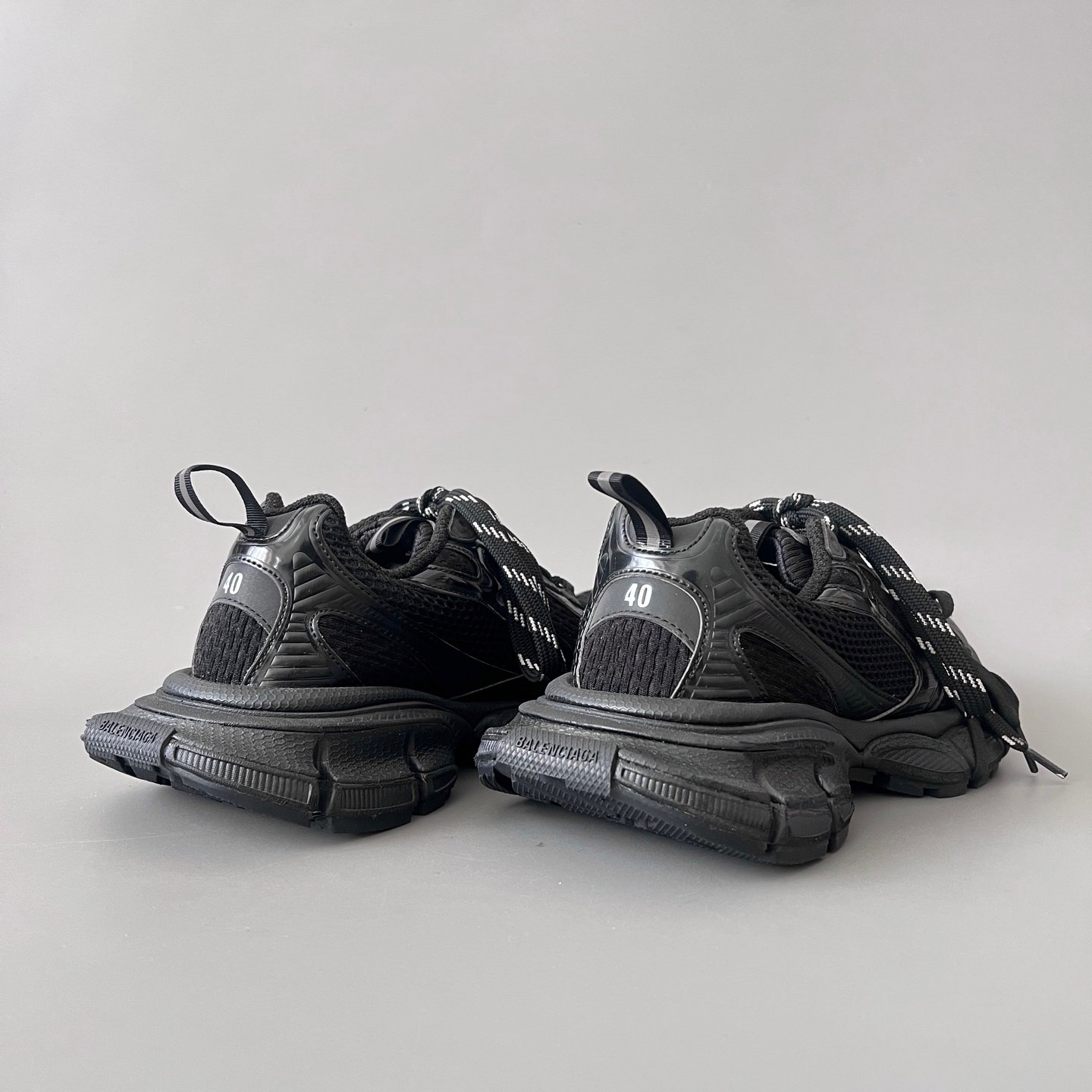 AuroraCustom Balenciaga 3XL Series Core Black Soul Vintage Distressed Avant-Garde Luxury Multi-Lace Running Trainer (Unisex Edition) - Image 4