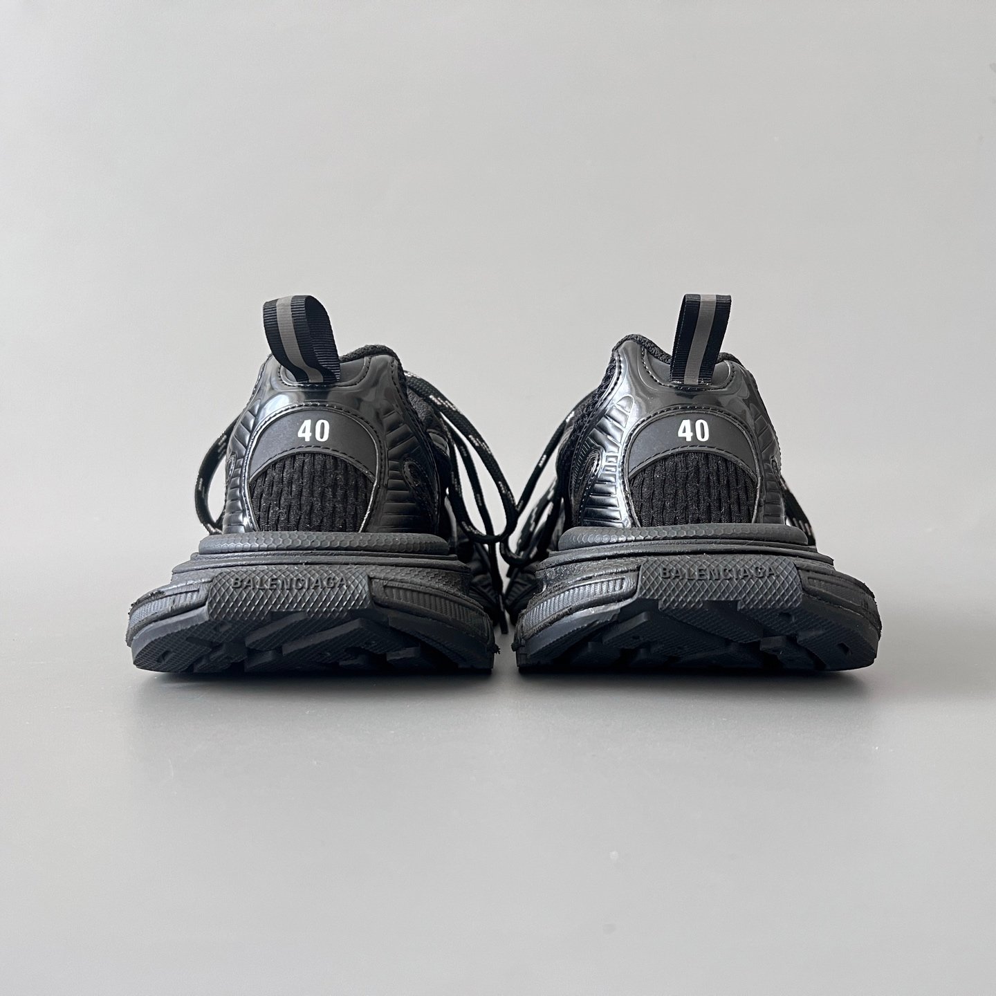 AuroraCustom Balenciaga 3XL Series Core Black Soul Vintage Distressed Avant-Garde Luxury Multi-Lace Running Trainer (Unisex Edition) - Image 5