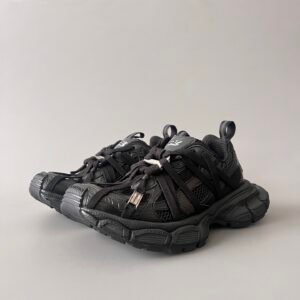 AuroraCustom Balenciaga 3XL Series Monochromatic Black Soul Vintage Distressed Avant-Garde Luxury Multi-Lace Running Trainer (Unisex Edition)