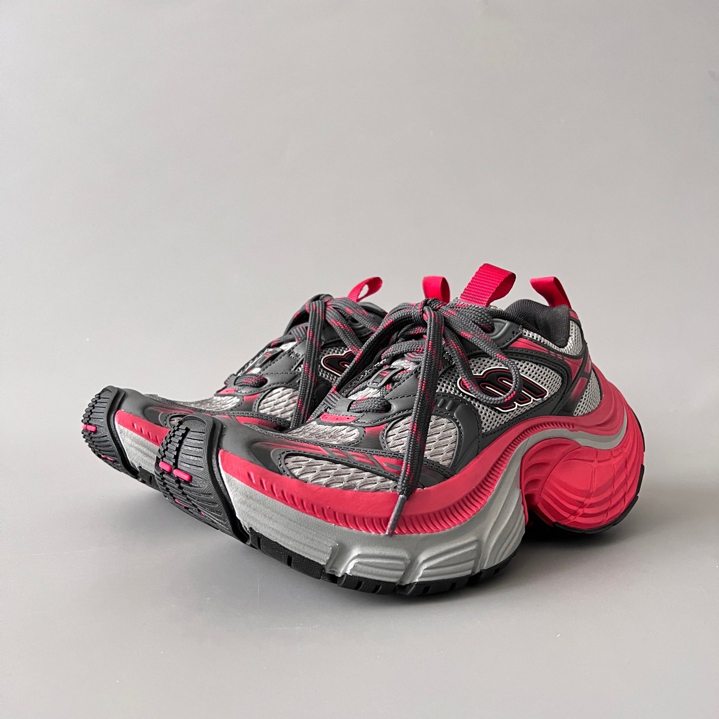 AuroraCustom Balenciaga 6XL Series Dark Charcoal, Silver & Crimson Red Avant-Garde Luxury Statement Runner (Unisex Edition)