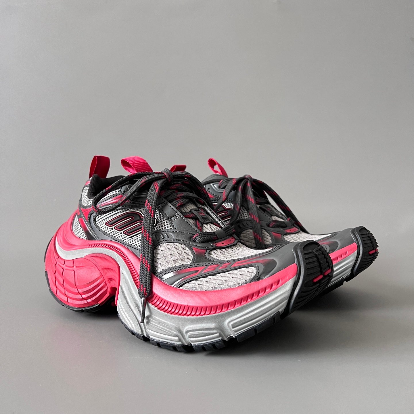 AuroraCustom Balenciaga 6XL Series Dark Charcoal, Silver & Crimson Red Avant-Garde Luxury Statement Runner (Unisex Edition) - Image 3