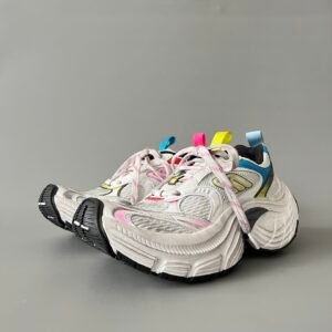 AuroraCustom Balenciaga 6XL Series Alabaster Grey & Multi-Neon Retro-Futuristic Luxury Statement Runner (Unisex Edition)