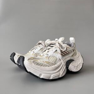 AuroraCustom Balenciaga 6XL Series Alabaster White & Aureate Gold Vintage Distressed Avant-Garde Luxury Statement Runner (Unisex Edition)