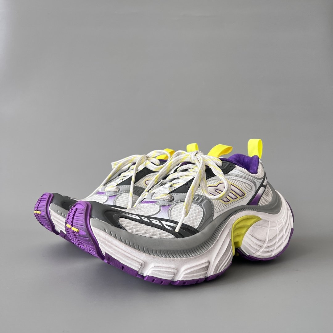 AuroraCustom Balenciaga 6XL Series Retro Tech Purple, Neon Yellow & Slate Grey Avant-Garde Luxury Statement Runner (Unisex Edition)