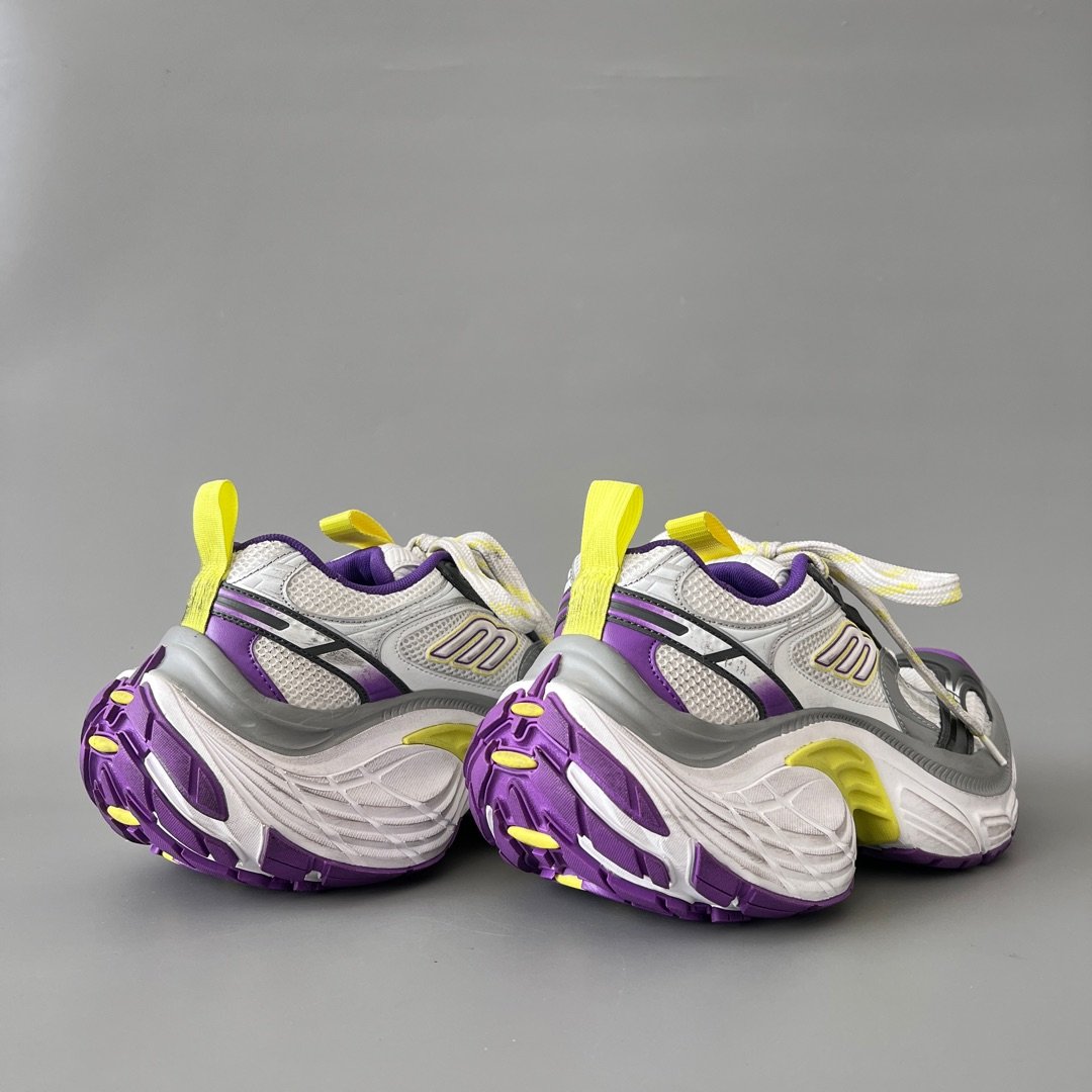 AuroraCustom Balenciaga 6XL Series Retro Tech Purple, Neon Yellow & Slate Grey Avant-Garde Luxury Statement Runner (Unisex Edition) - Image 4