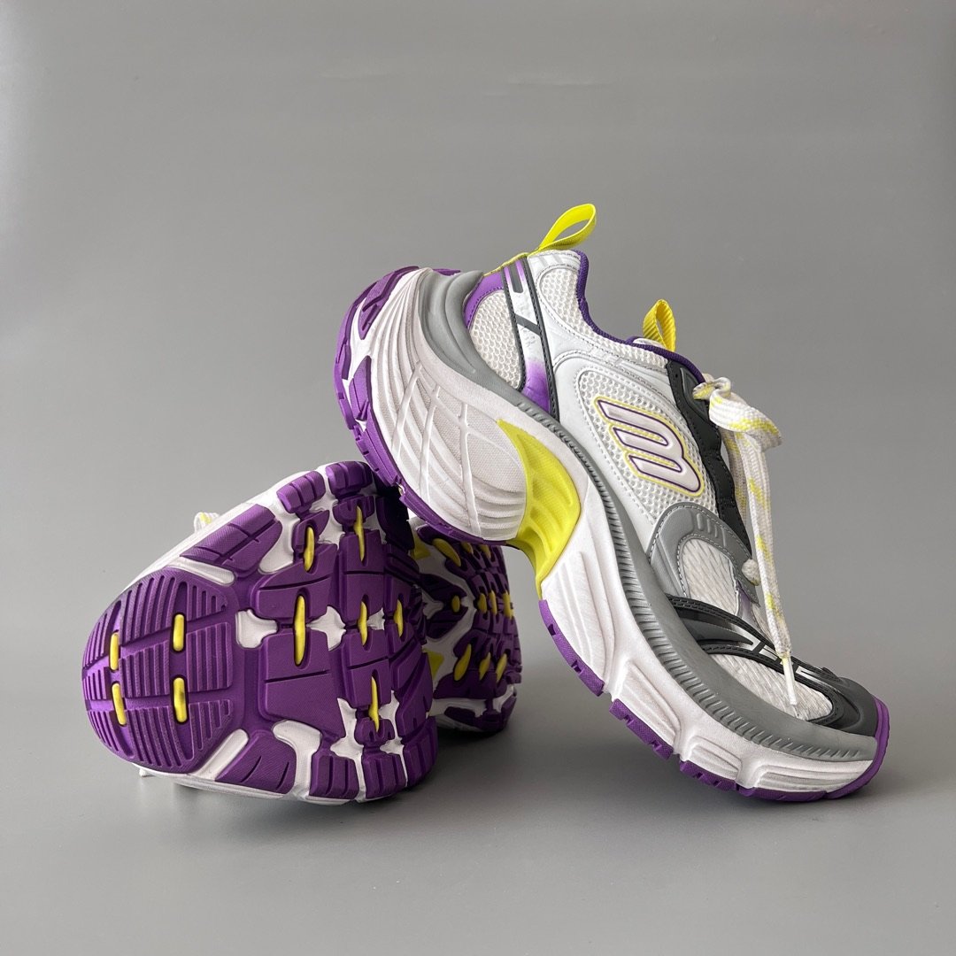 AuroraCustom Balenciaga 6XL Series Retro Tech Purple, Neon Yellow & Slate Grey Avant-Garde Luxury Statement Runner (Unisex Edition) - Image 7