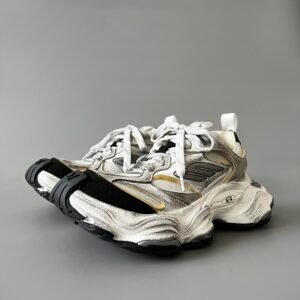 AuroraCustom Balenciaga Cargo Series Alabaster White & Slate Grey Archival Vintage Distressed Oversized Luxury Chunky Trainer (Unisex Edition)